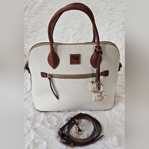 Dooney & Bourke Large Domed Satchel - Ivory with DB Bag Charm